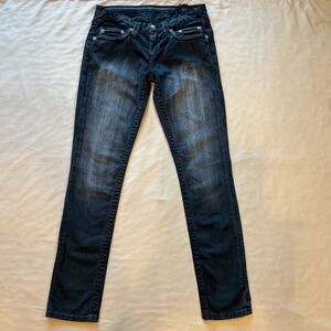 STITCH'S TOTEM Taper Leg Black Denim Jeans STRETCH Womens Low Rise Size 28